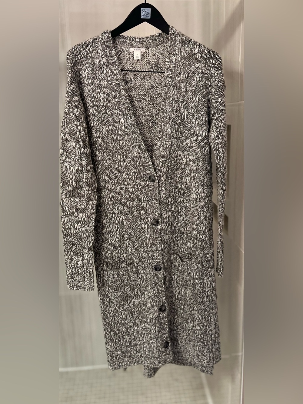 Caslon Wool Blend Marled Knit Button Long Duster Cardigan Sweater Medium